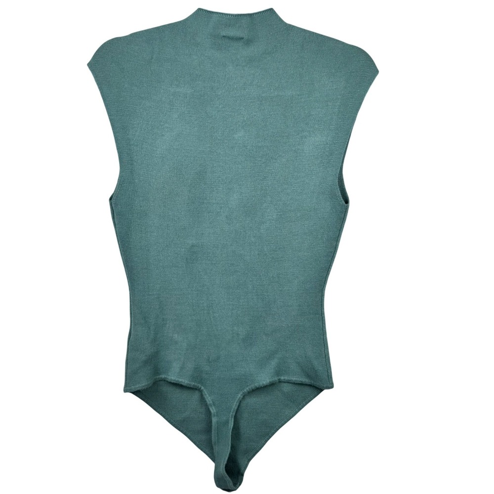 Abercrombie Fitch Bodysuit Teal Green Medium Mock‎ Neck Sleeveless Knit - Picture 6 of 11